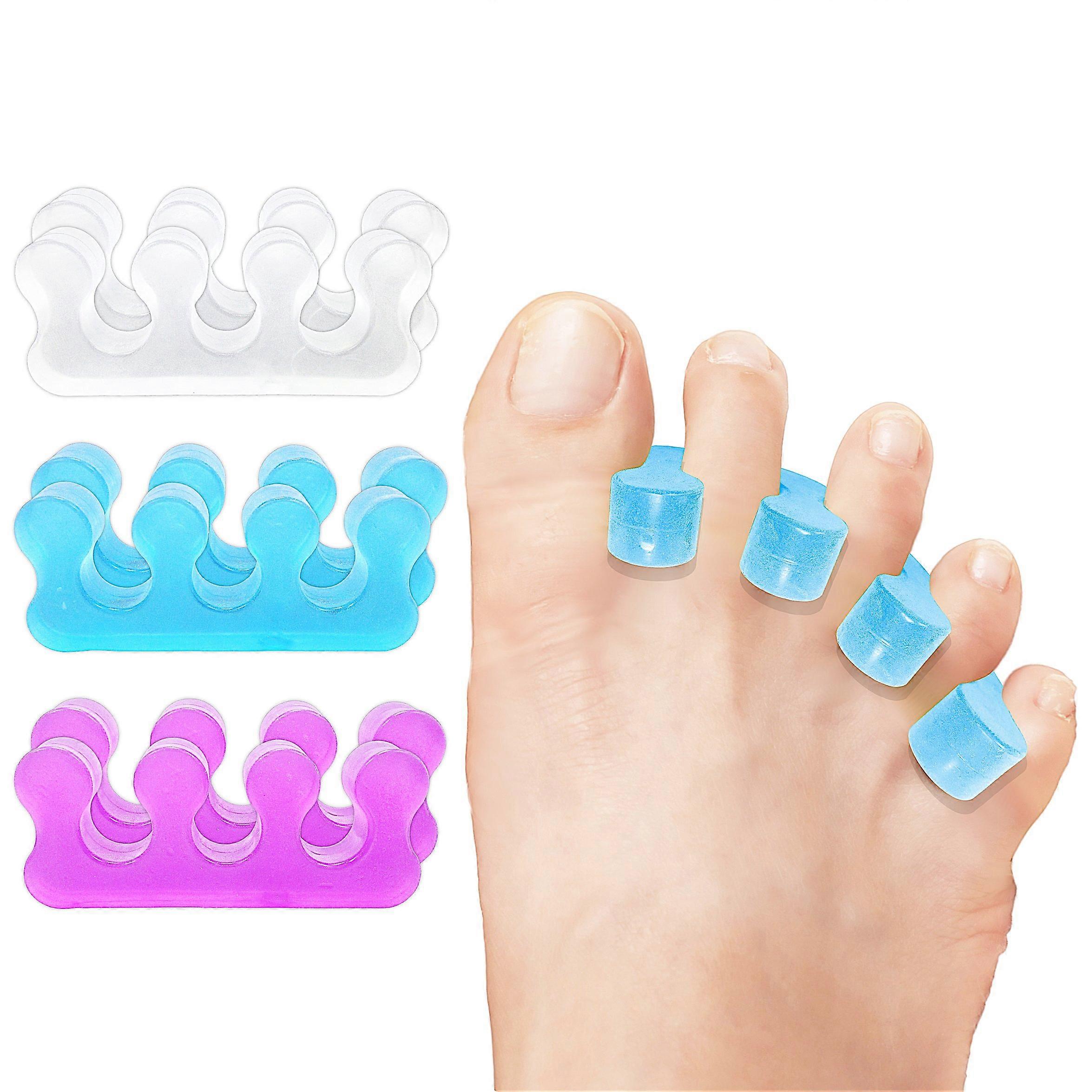 Toe Separators and Gel Toe Stretchers for Overlapping Toes, Fits Under Socks, 3 Pair Set