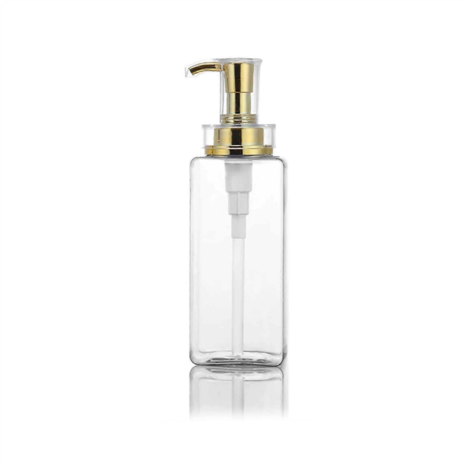 Clear Square Soap Dispenser with Gold Pump, 750ml Refillable Plastic Lotion and Shampoo Bottle