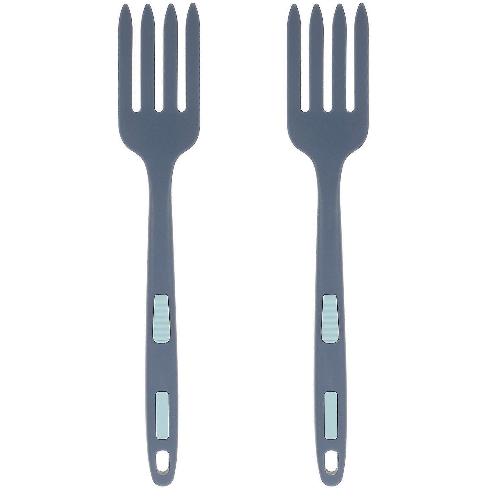 2Pcs Silicone Cooking Fork Washable Mixing Fork Nonstick Silicone Fork Multi-use Cooking Fork