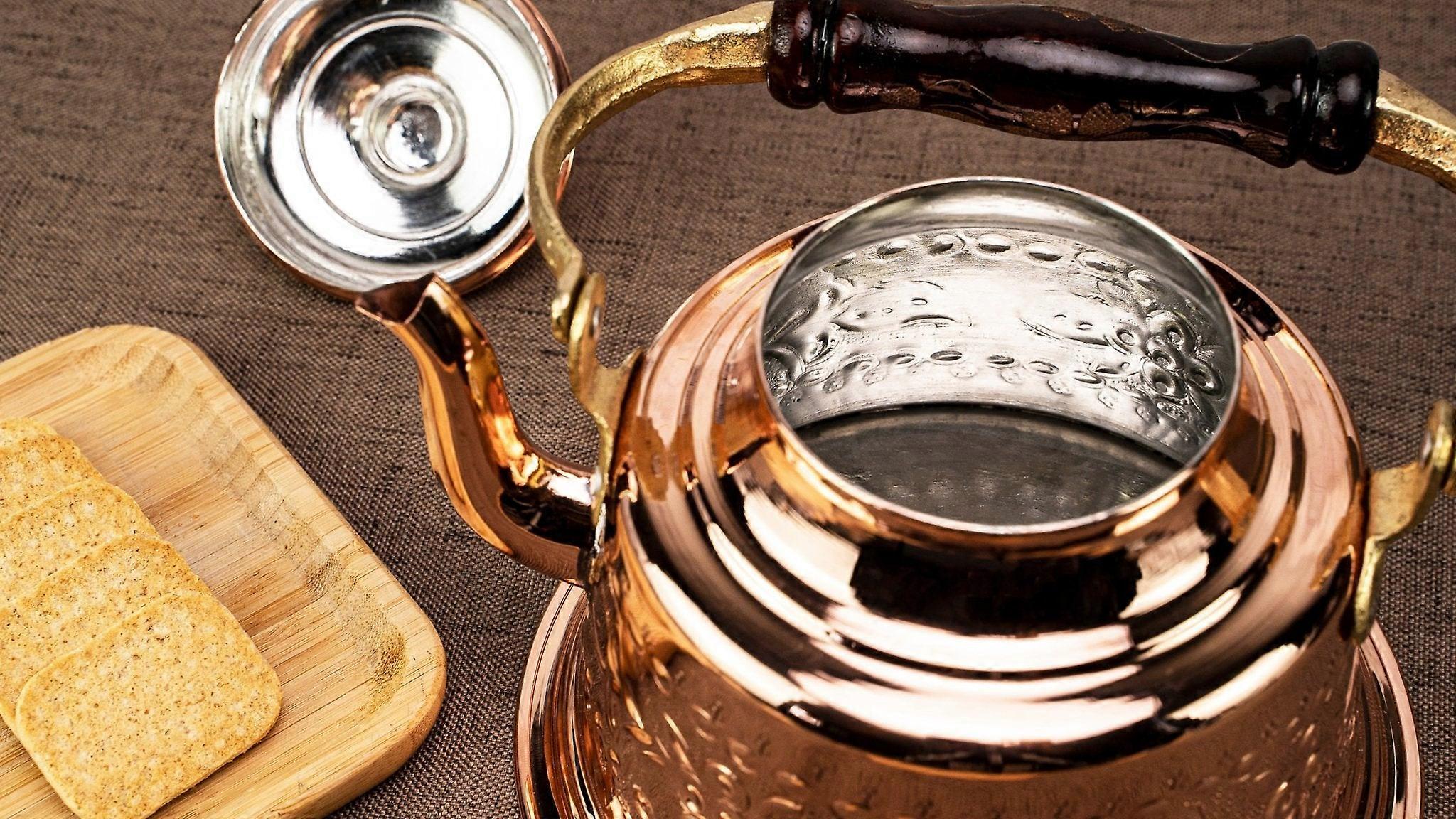 Handmade Engraved Dark Solid Copper Teapot – 1.6 Quart Stovetop Kettle