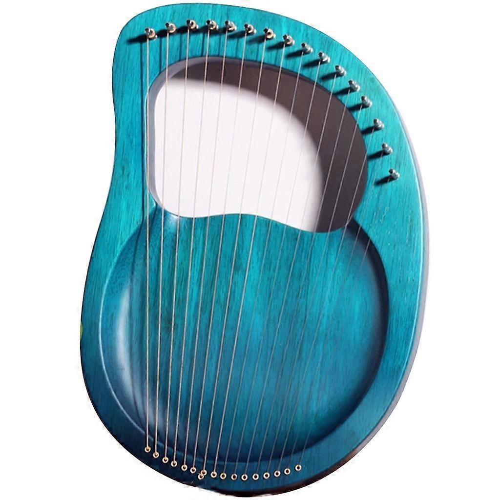 JOYGOOD 16 String Lyre Harp Blue Autoharp with Ergonomic Hand Design and Performance Package