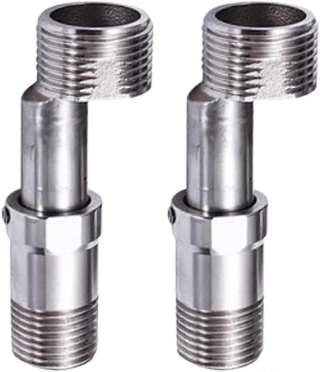 ING Two-piece angle mixer, 360-degree adjustable spout, angle mixer adapter, practical angle mixer, length-adjustable offset shower mixer (silver)