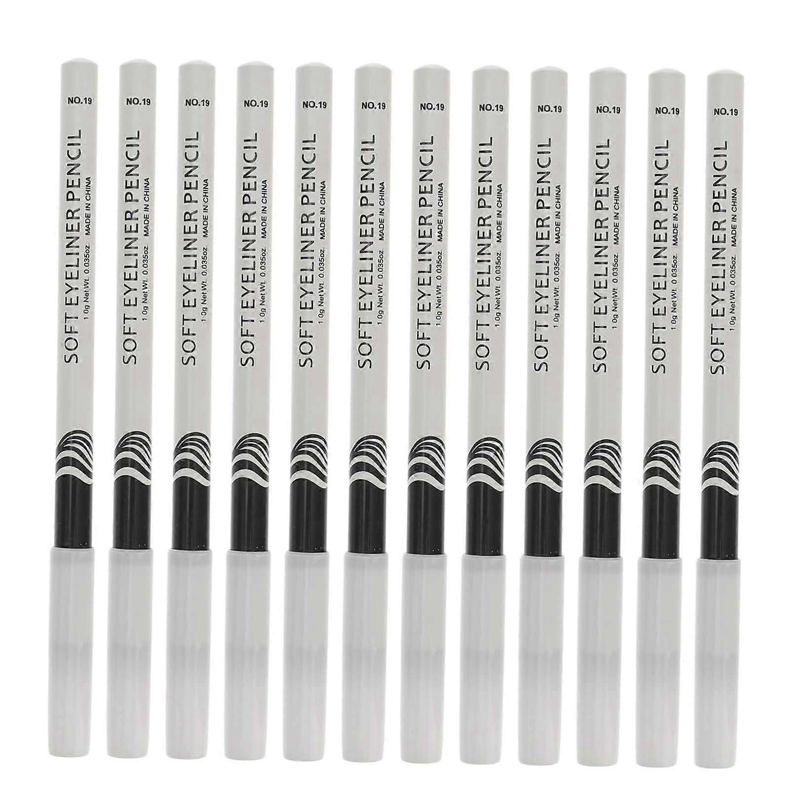12pcs White Waterproof Eyeliner Pencils LongLasting Smooth Eye Highlighter Set