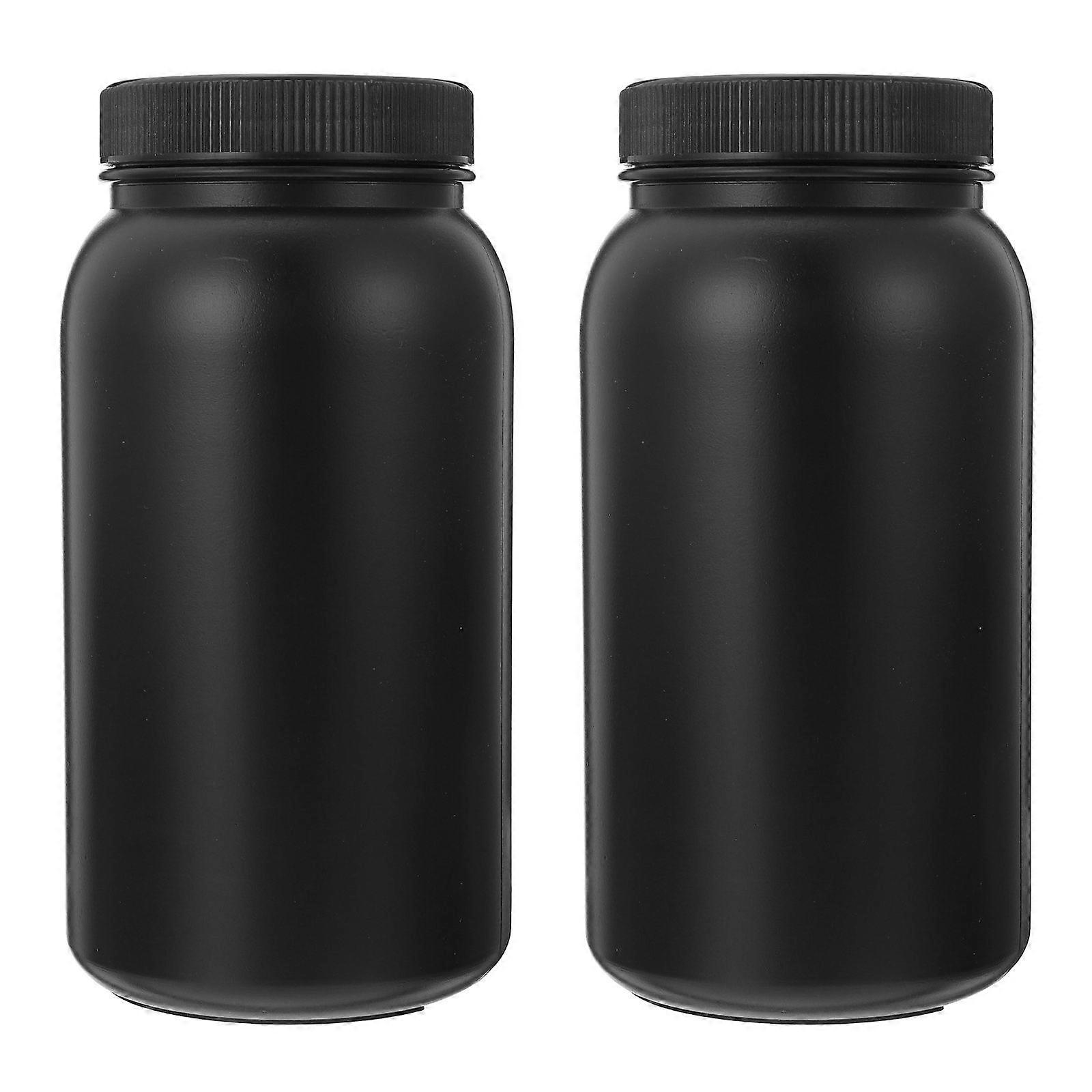 2pcs Empty Reagent Bottles 1000ML Plastic Sample Bottle with Caps Labs Supplies