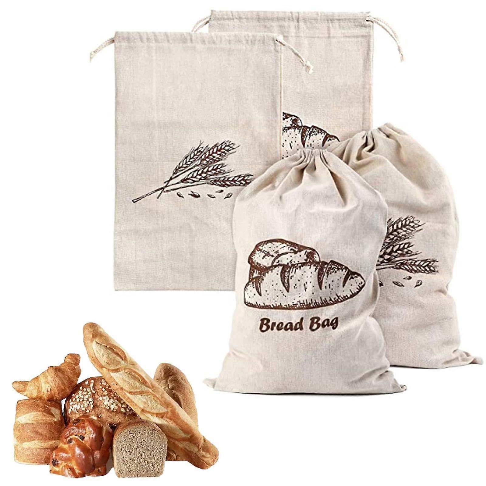 Reusable Bread Bags for Homemade Bread, Breathable Fabric Storage with Drawstring, Large 2 Pack
