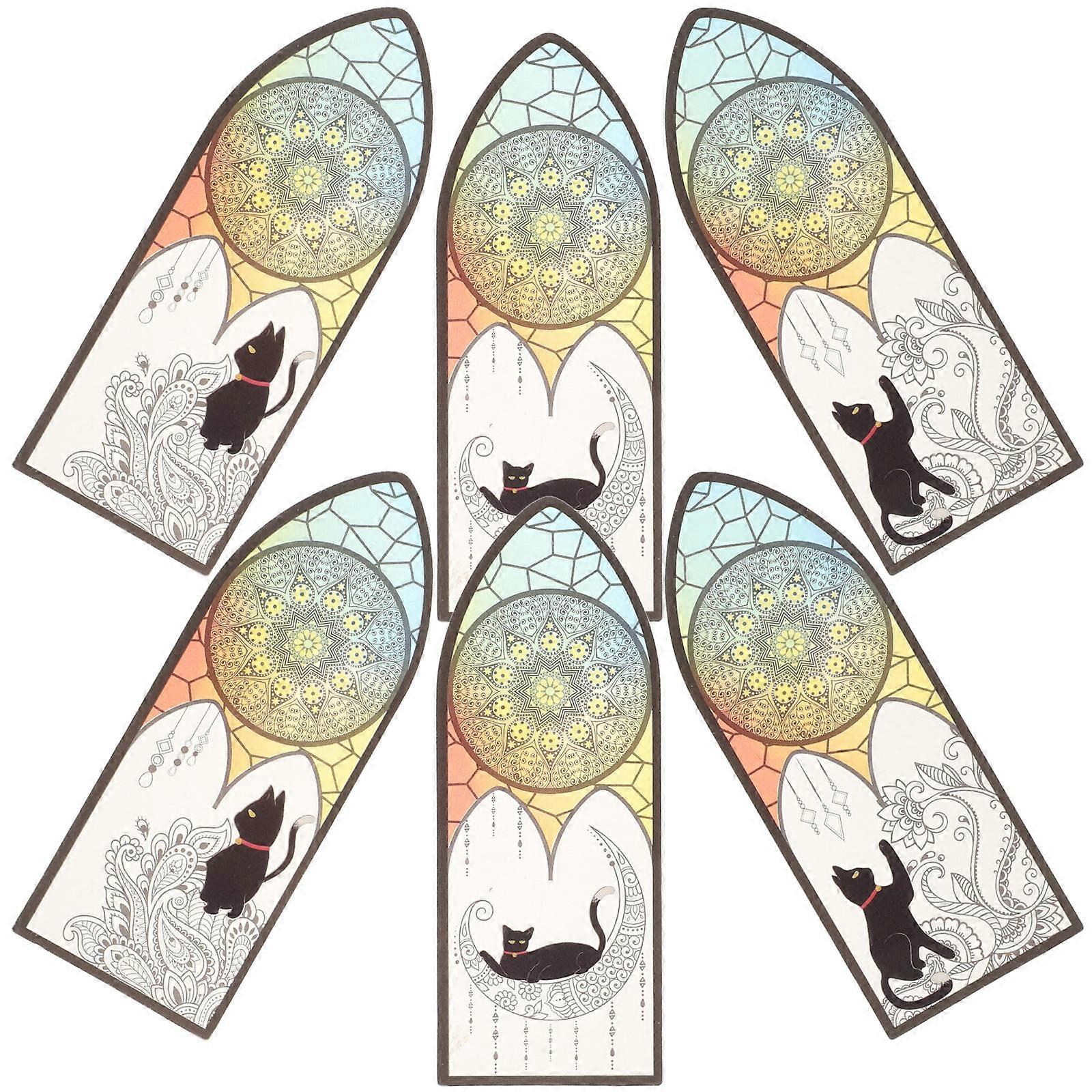Scrapbook Bookmarks Black Cat Art Bookmark for Reading 6Pcs
