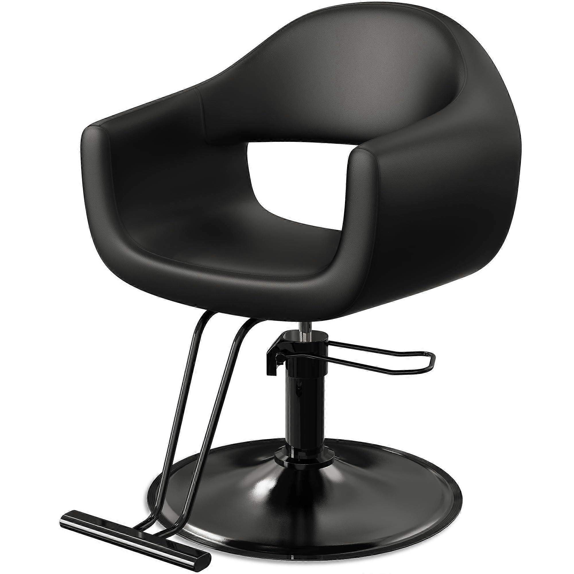 Black Salon Chair with Adjustable Height, Swivel Function and Ergonomic Backrest Support