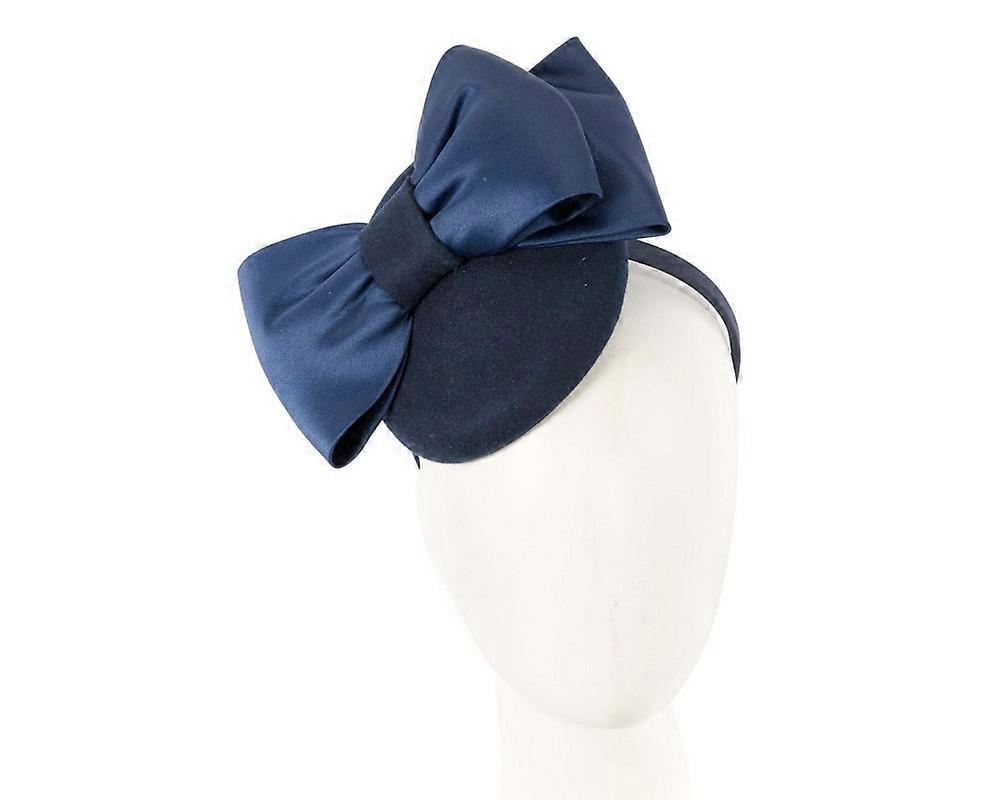 Navy winter pillbox fascinator with bow J414N