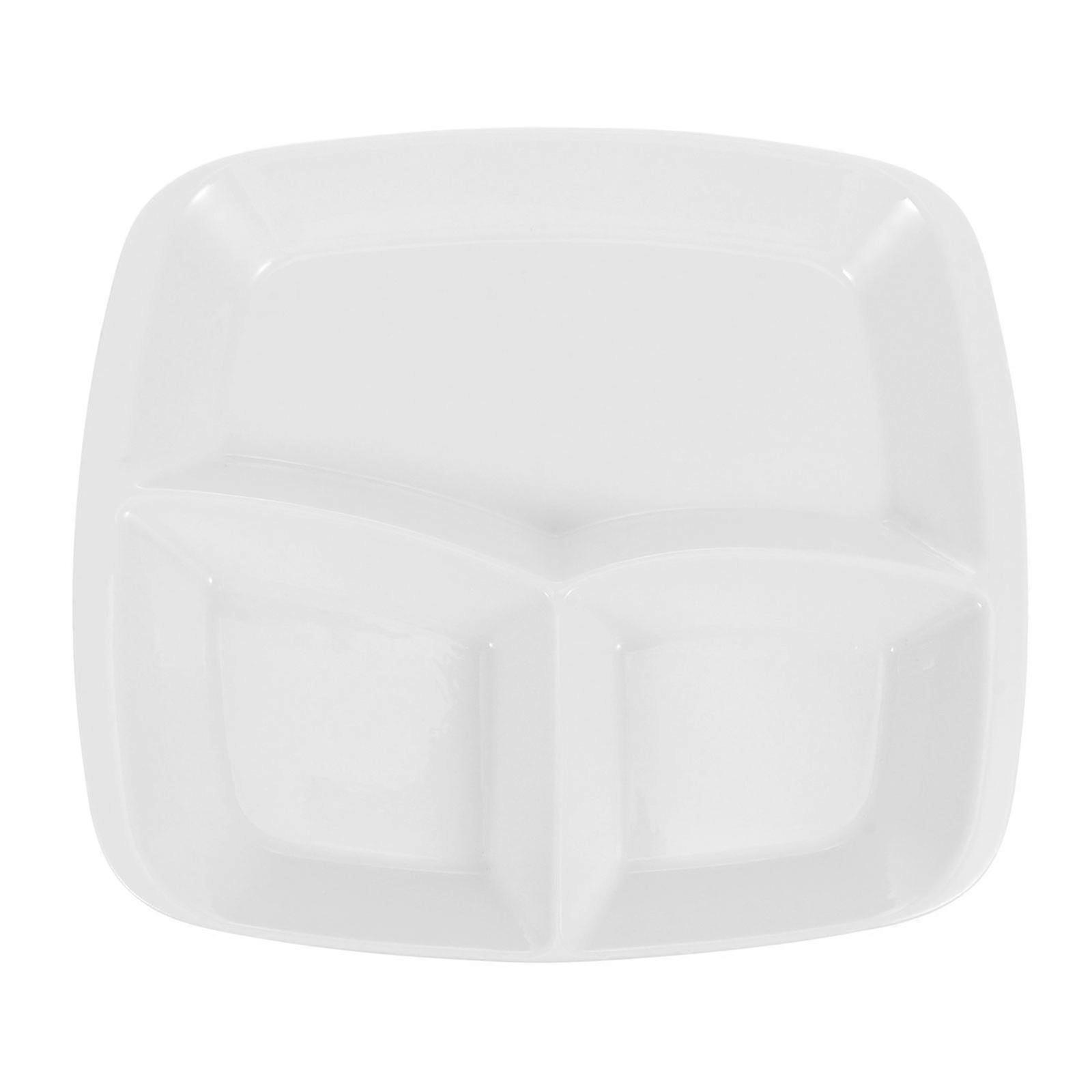 Divided Dinner Plate for Kitchen Use 1Pcs Ceramic Three-Grid White Plate