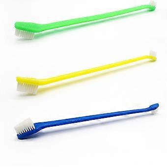 2 stks Schone Tanden Dual End Brush Hond Tandenborstel Grooming Tool Tandverzorging (Willekeurige Kleur)