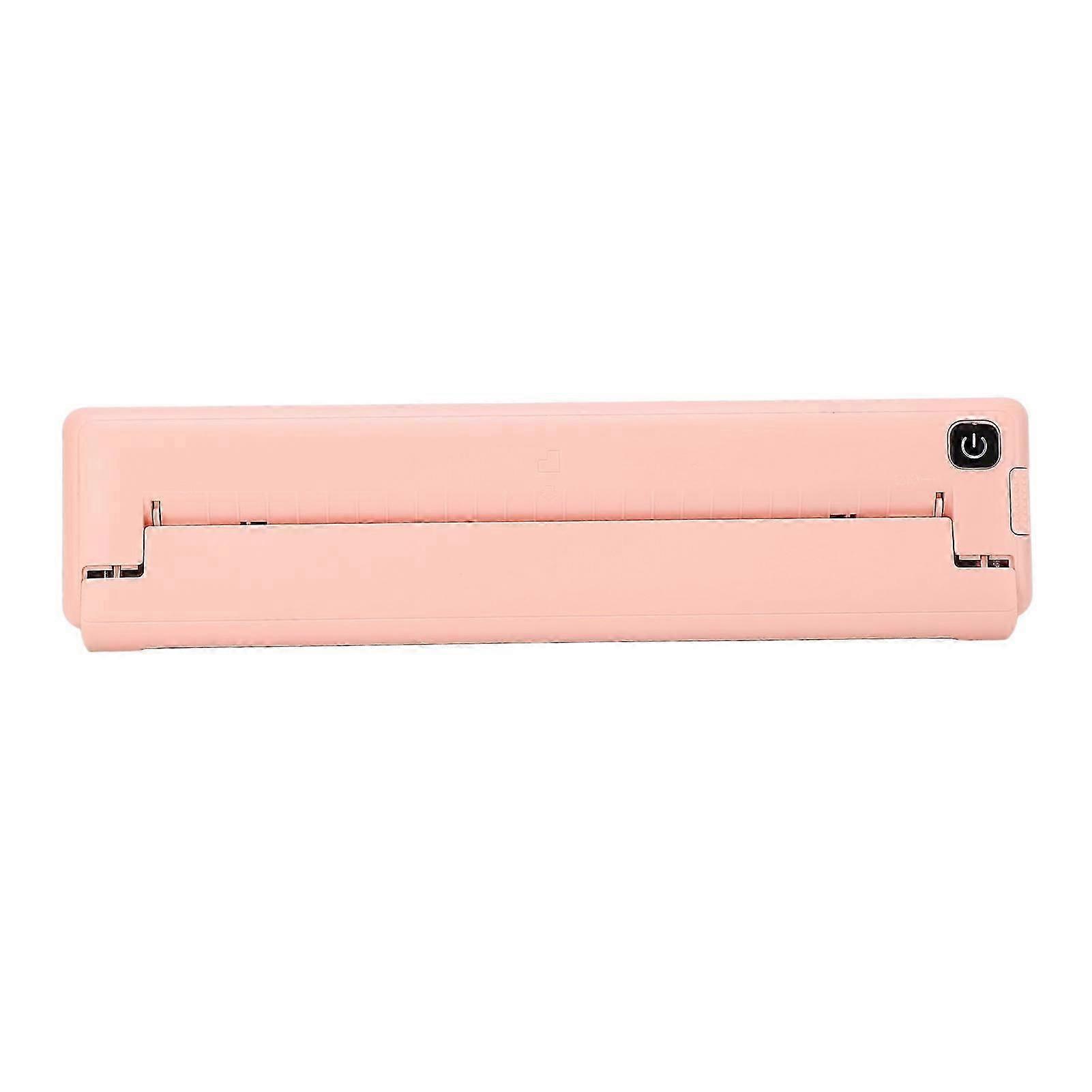 A4 Paper Mini Printer Bluetooth Connection Inkless Thermal Printing Machine Battery Powered 90 Sheets Capacity Pink