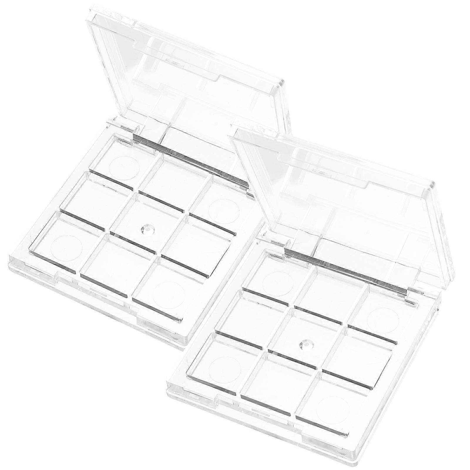 2pcs Compact Empty Highlighter Cases Transparent Refillable Cosmetics Containers