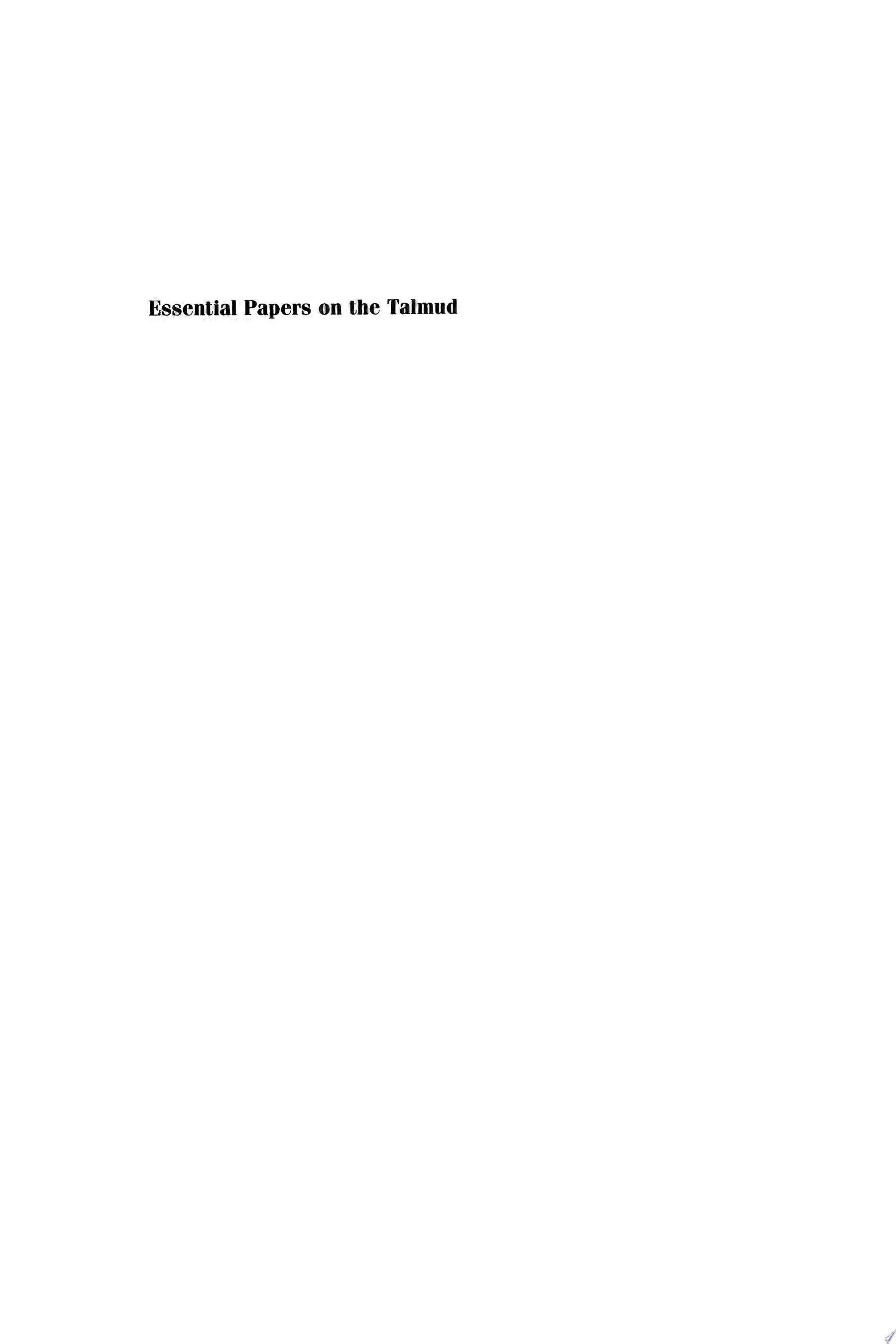 Essential papers on the talmud