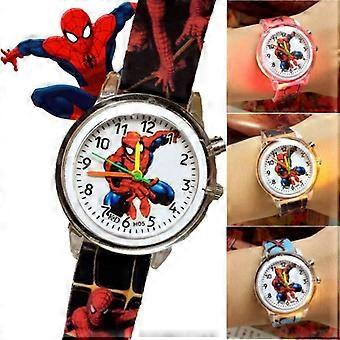 Relógio de silicone infantil do Homem-Aranha com luzes piscantes e desenho animado fofo - Preto [MI]