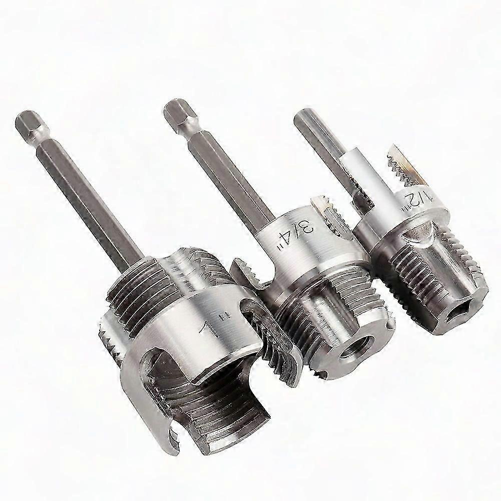 3 Pcs Integrated Internal & External Pipe Threading Tool Dual-Function Pipe Thread Cutter for 1/2", 3/4" & 1" PVC
