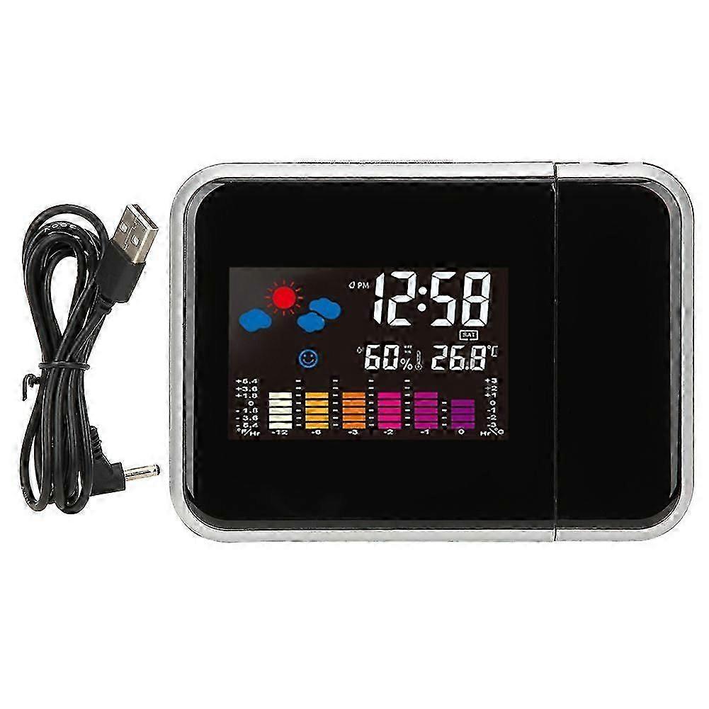 Multifunctional LCD Color Screen Electronic Alarm Clock Projection Weather Clock