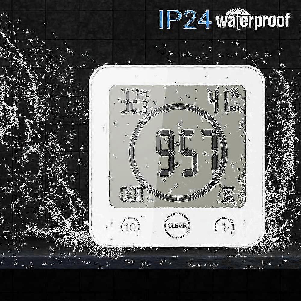 2024 Waterproof Shower Clock, Touch Shower Timer Clock (white)
