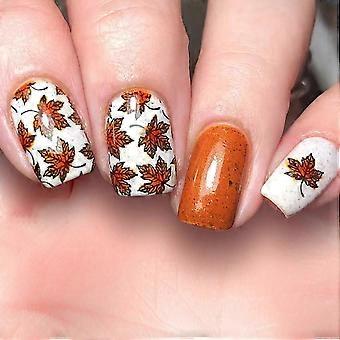 Autumn Maple Leaf Press On Nails Short Square Thanksgiving Fake Nails Reusable Acrylic Nail Set