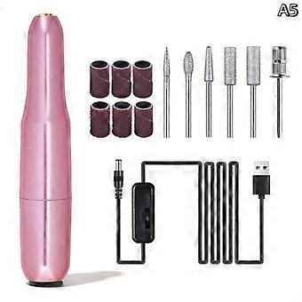 Electric Nail Polisher Exfoliator Machine Nail Drill Bits Dead Skin Remover Nails Grinding Polishing Usb With 6 Bits File Pen