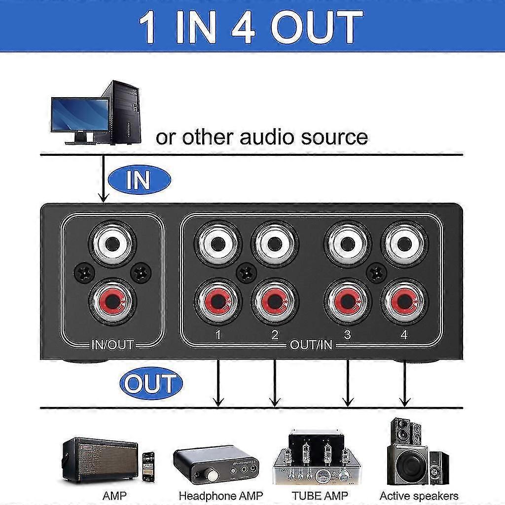 Professional Audio Switch Splitter Rca Stereo Switcher Selector Switch Box