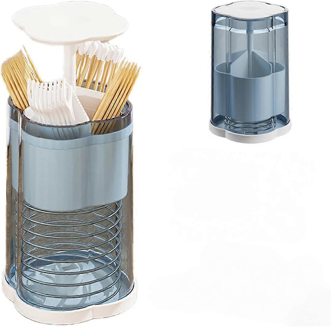 Toothpick Holder,Floss Box,Automatic Ejection of Toothpicks(Transparent Blue)
