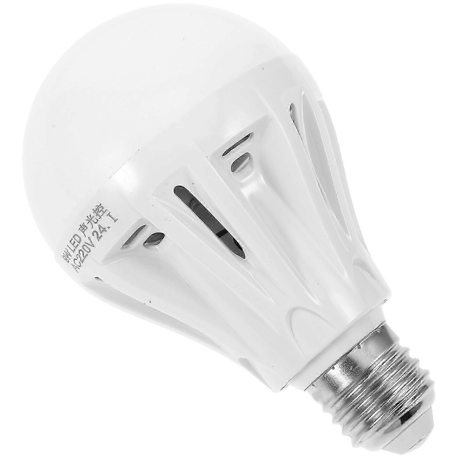Sound Sensor Bulb Voice Control Auto Turn on Bulb E27 White Pc Material