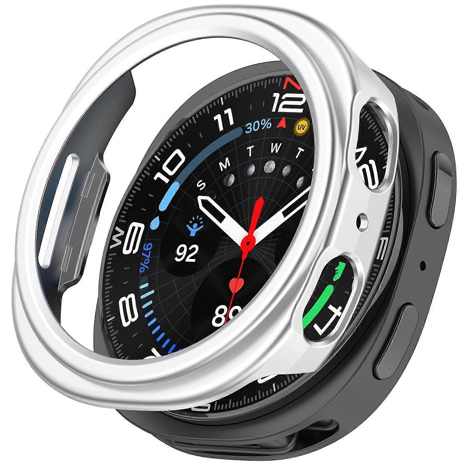 For Samsung Galaxy Watch 8 44mm Design Plastic PC Smart Watch Protective Case Cover Silver