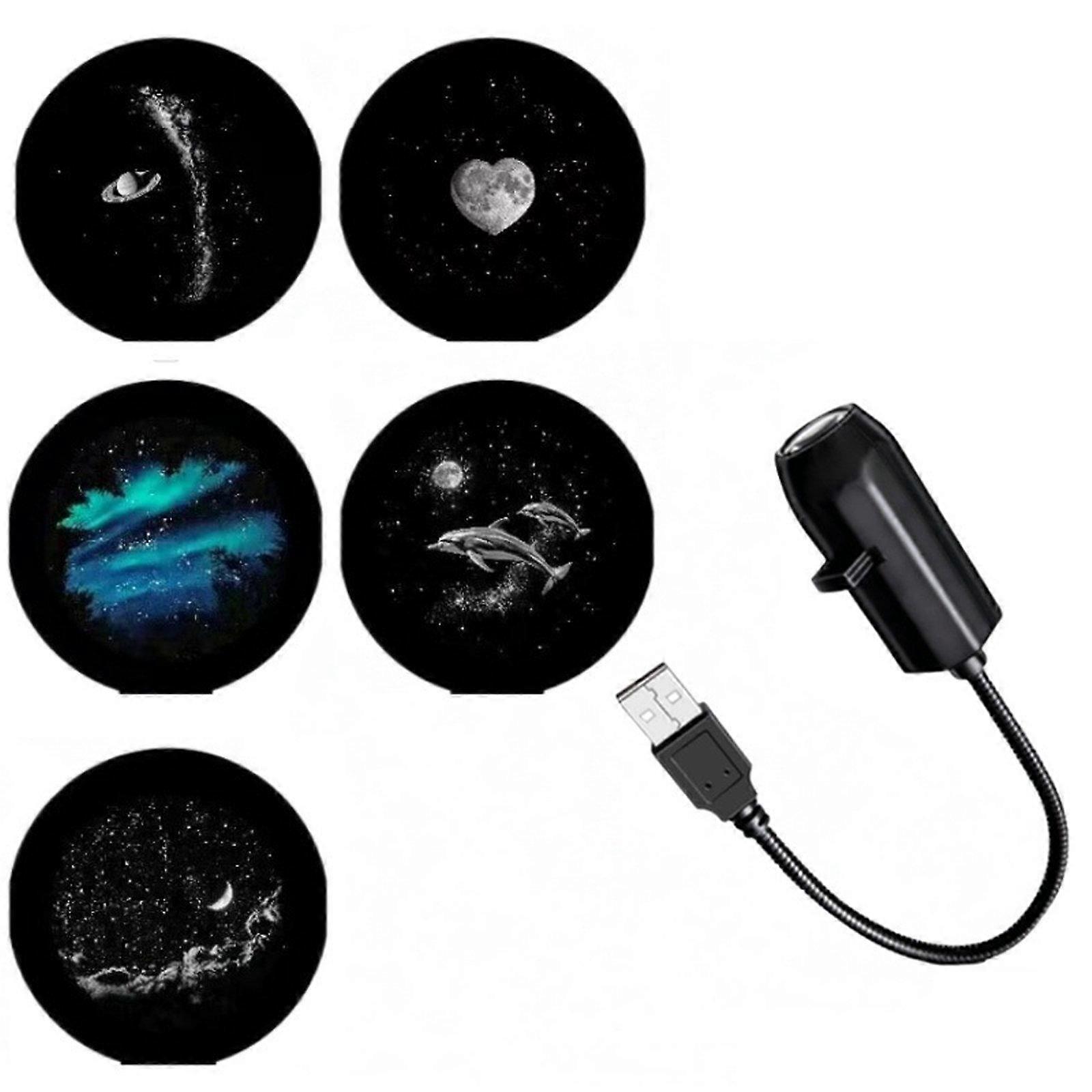 USB LED Projector Light Night Lamp With Replaceable Slides For Bedroom
