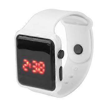 Sport Watch LED skærm Quadrate Form Baggrundsbelysning Design Digital Kids Watch til fritidsaktiviteter Hvid