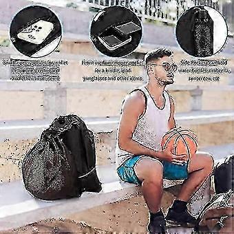 Drawstring Backpack, Gym Drawstring Bags Cool Basketball Soccer Backpack With Ball Compartment, Basketball Bag Mesh Gym Bag Waterproof Foldable Sackpa
