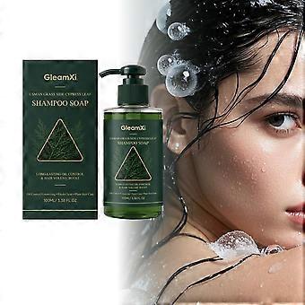 100ml Usman Grass Shampoo Soap Liquid with Side Cypress Leaf, Clarifying Shampoo, Oil Control Volumizing Gentle Cleansing Hair Wash for All Hair Types