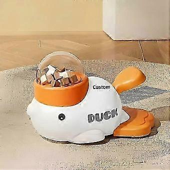 Entenförmiger Leckerli-Spender für Haustiere, interaktives Trainingsspielzeug mit Pedaldruck für Hunde und Katzen, Weiß-Orange