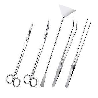 5Pcs Stainless Steel Aquarium Tools Kit Tank Aquatic Plant Tweezers Scissors Maintenance Tool
