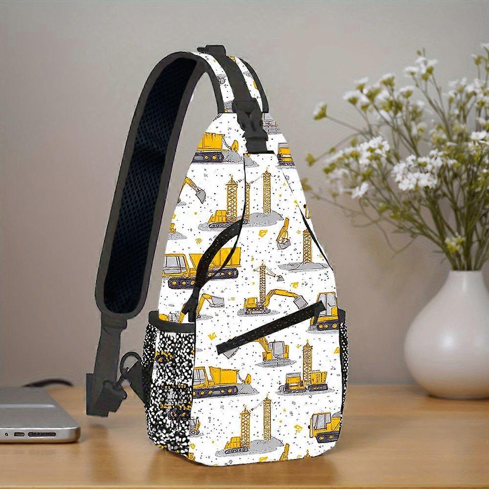 Construction Vehicle & Suitable for and Durable Polyester Chest Bag with Adjustable Strap, Multi-Layer Storage & Double--Hdwxb