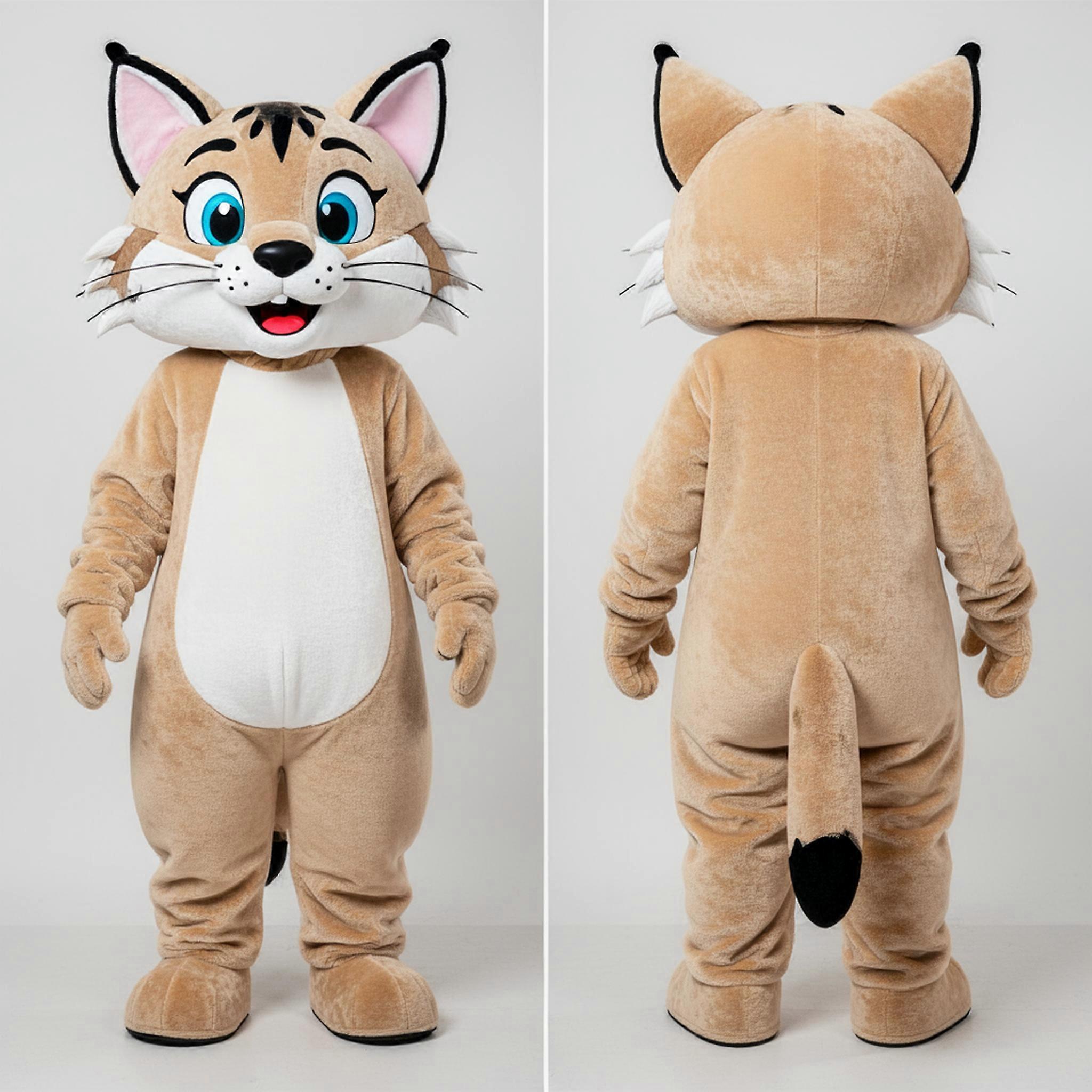 MASTICOT Beige Furry Bobcat Mascot