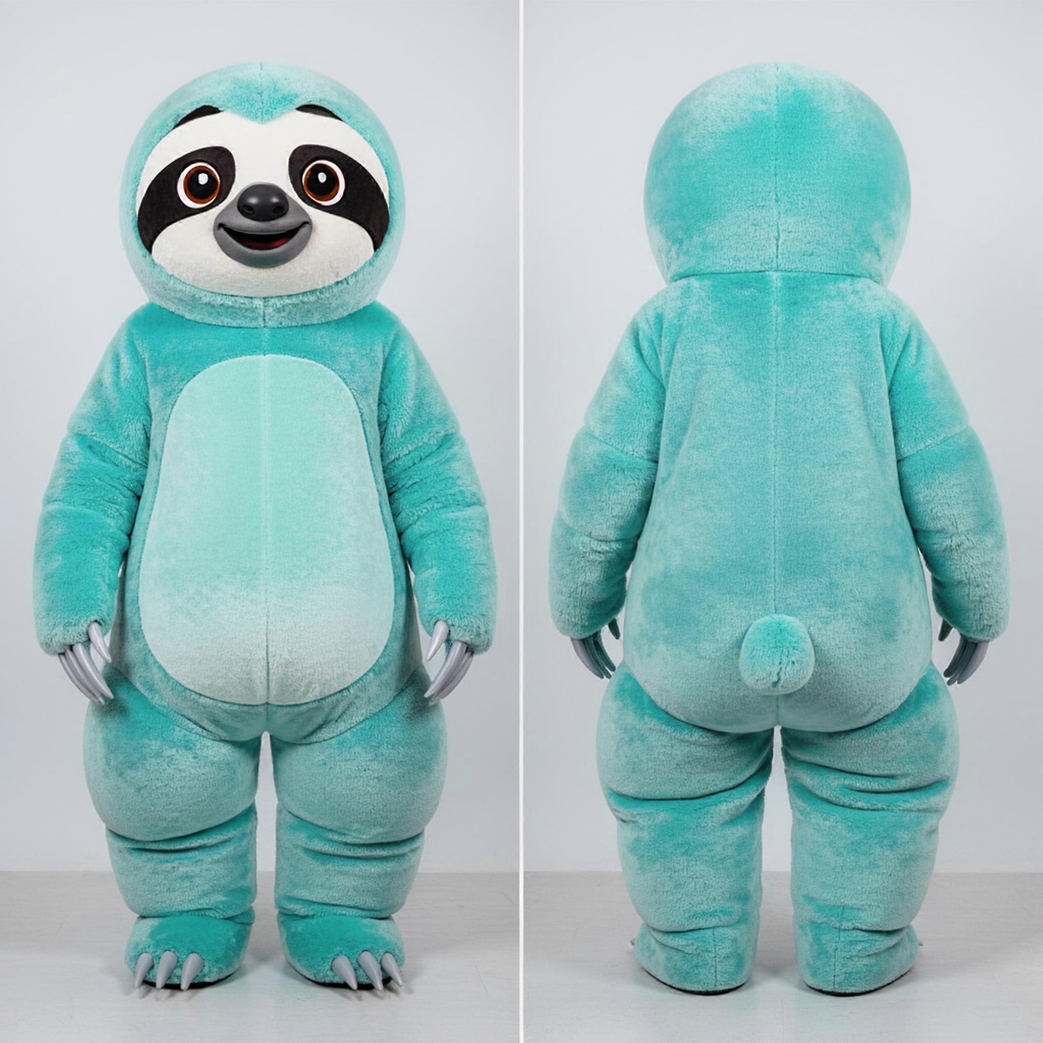 MASTICOT Turquoise Flowing Gown Sloth Mascot