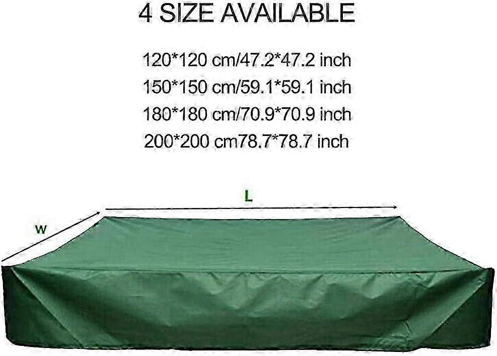 Green Waterproof Sandpit Cover - UV-Protected Square Pool Cover