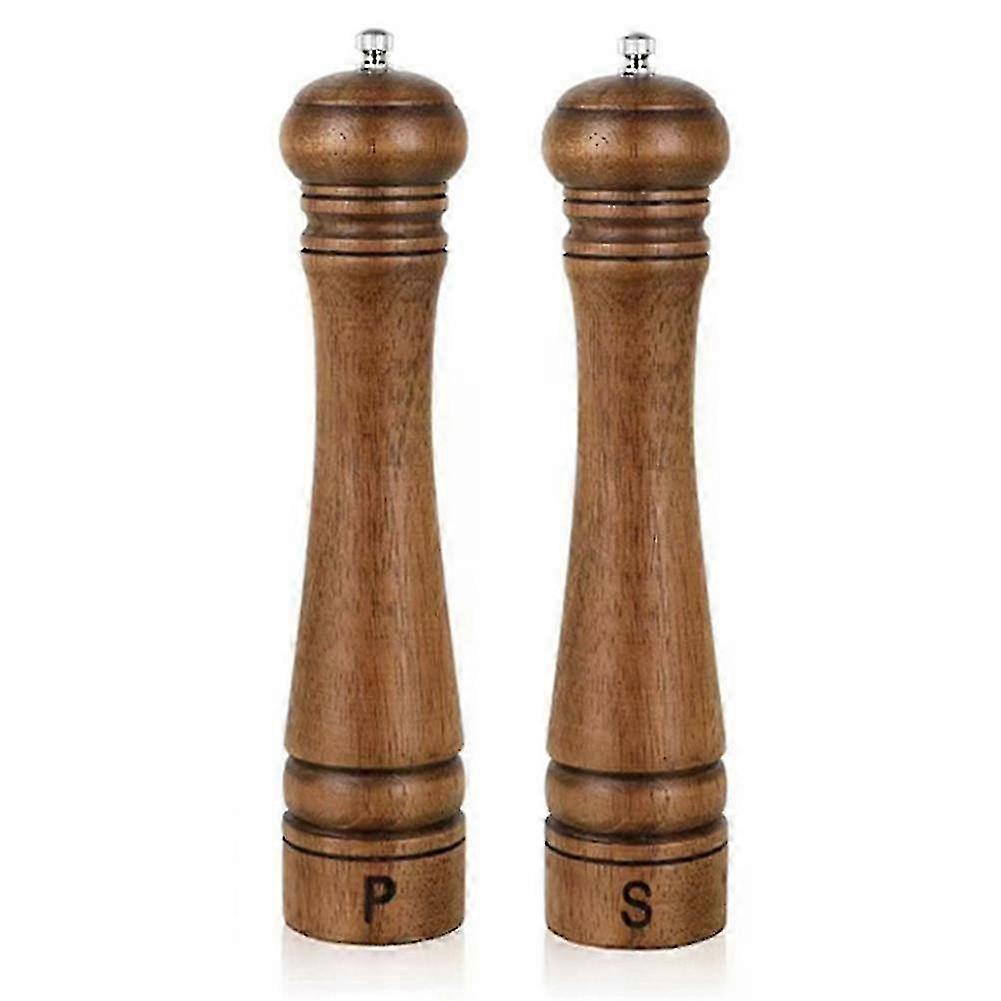 Oak Salt Pepper Grinder Set Adjustable Ceramic