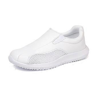 Tênis feminino branco, sola macia antiderrapante, leve e respirável, ideal para trabalho e corrida em todas as estações.