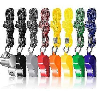 Lot de 8 sifflets d'arbitre avec cordons en nylon