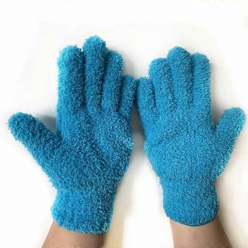 Super Soft Microfiber Cleaning Gloves Comfortable Solid Color Dust Removal Gloves Five Finger Absorbent Work Gloves
