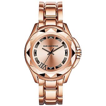 Karl Lagerfeld Seven Quartz analoge Unisex horloge met roestvrijstalen armband verguld KL1032