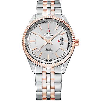 Swiss Military Swiss Quartz Analog Man Watch avec SM34046.07 Bracelet en acier inoxydable