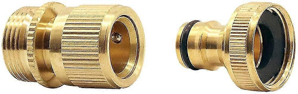 Garden Hose Quick Coupling, Solid Brass 2-in-1 Adapter for 1/2 and 3/4 Inch Taps, No-Tool Leakproof 8-Claw Fitting for Outdoor Faucet, Washing Machine