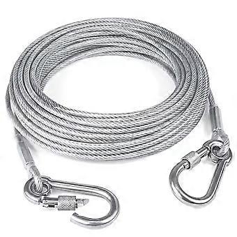 Double-headed Dog Tie Out Cable Leash,raction Rope with Metal Buckle Steel Wire Anti-rust Training Collar,Outdoor Dogs Strap
