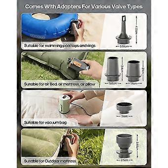 Electric Air Pump for Inflatables, Portable Air Mattress Pump, Rechargeable Mini Vacuum Pump with Camping Light and 5 Nozzles1