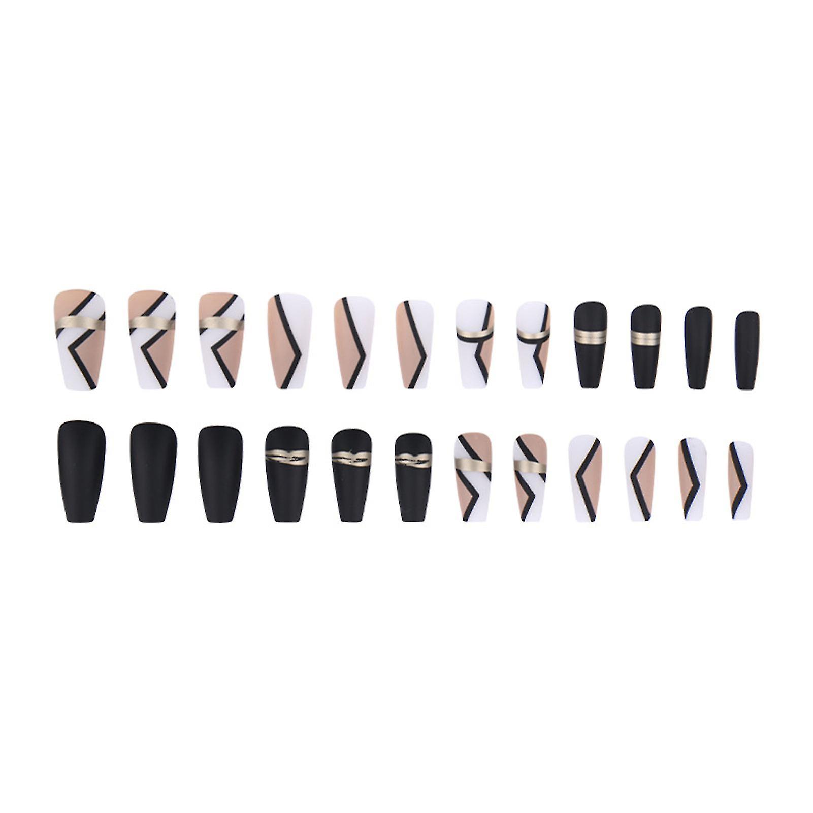 Autumn/winter Long French Artificial Nails Stylish Design Press-on Nails For Nail Art Starter Beginners