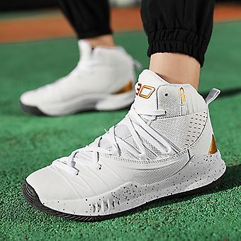white and gold basketball shoes