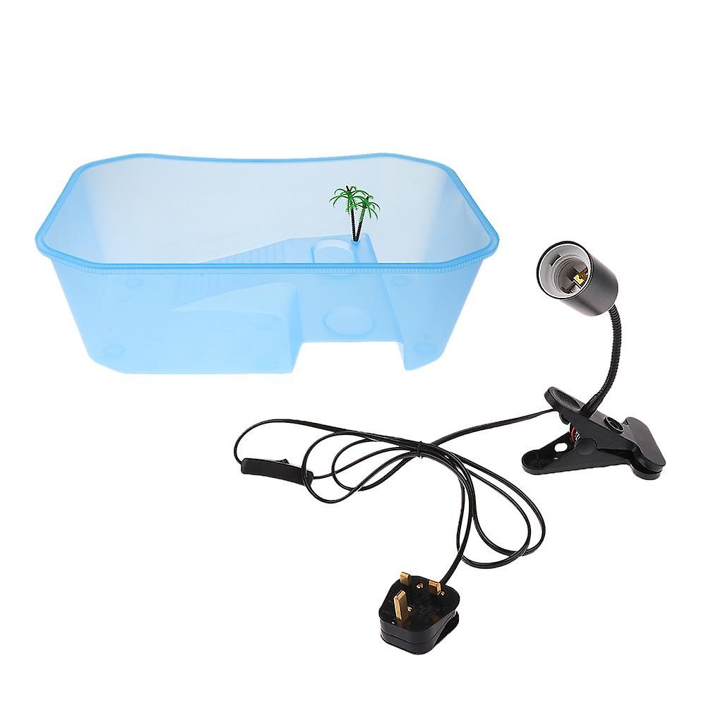 Reptile Tortoise Turtle Tank Vivarium Feeding Box with Lamp Holder UK Plug