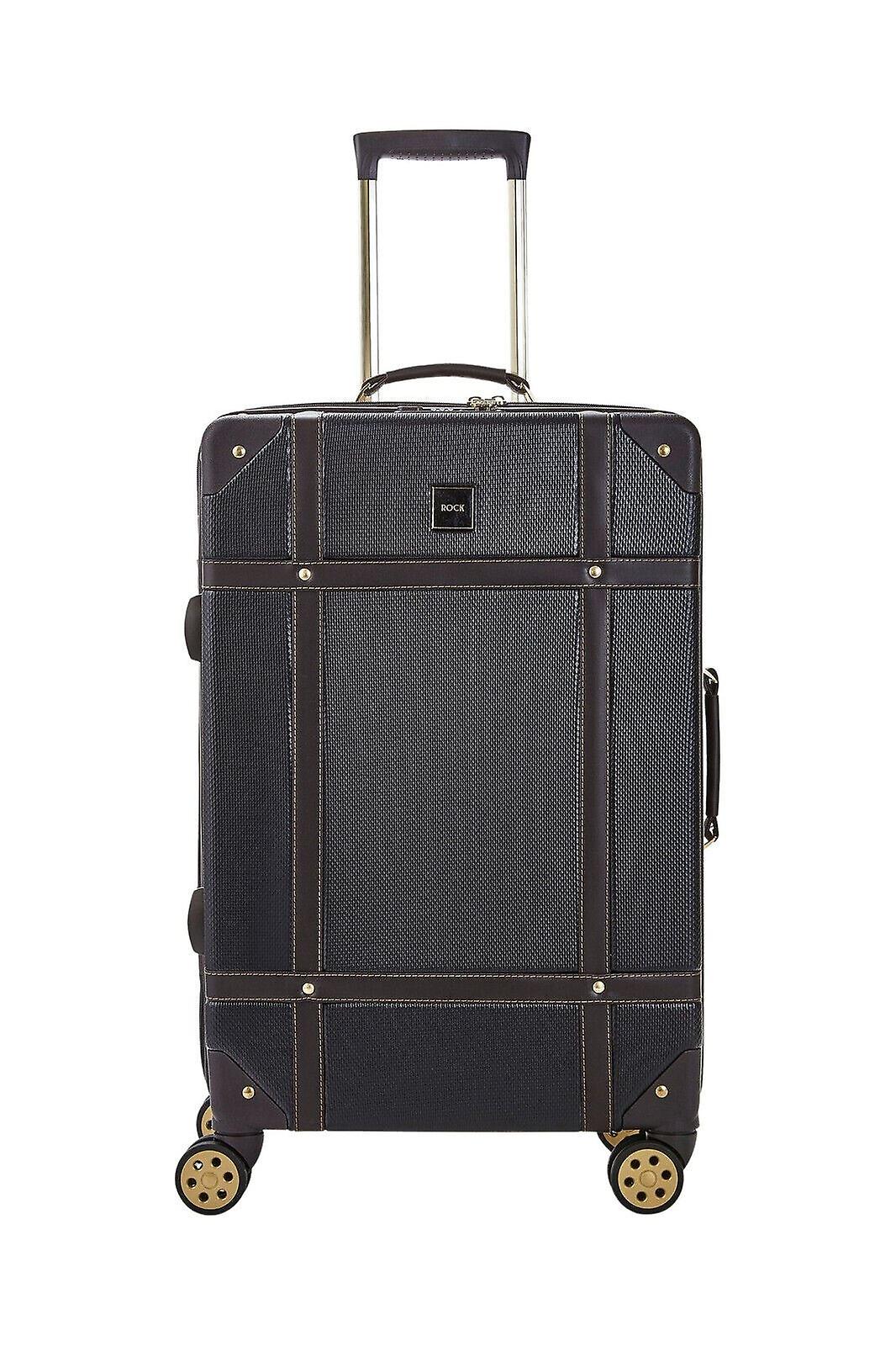 Rock Luggage Hard Shell Black Luggage Suitcase Set Trunk Cabin Travel Bags Nero Medium